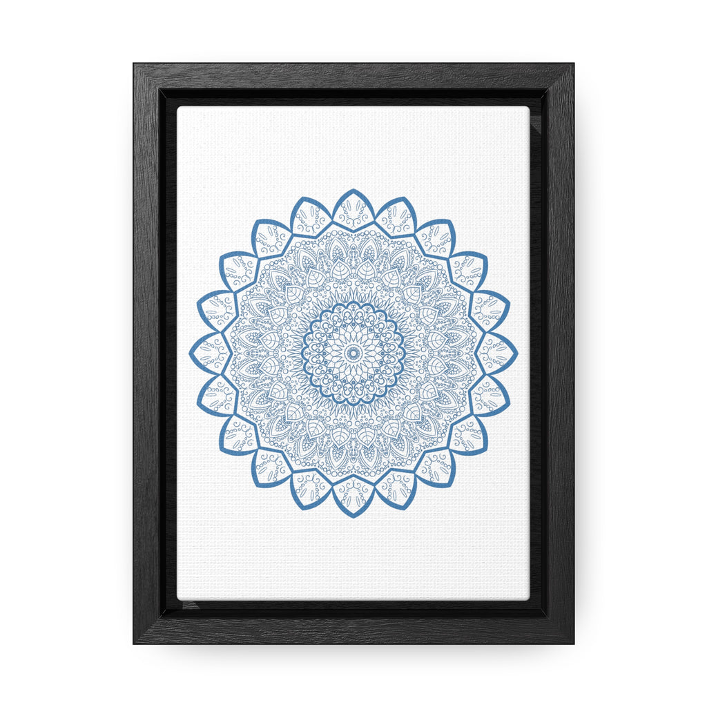 Handmade steel blue mandala design wall art on gallery canvas wraps