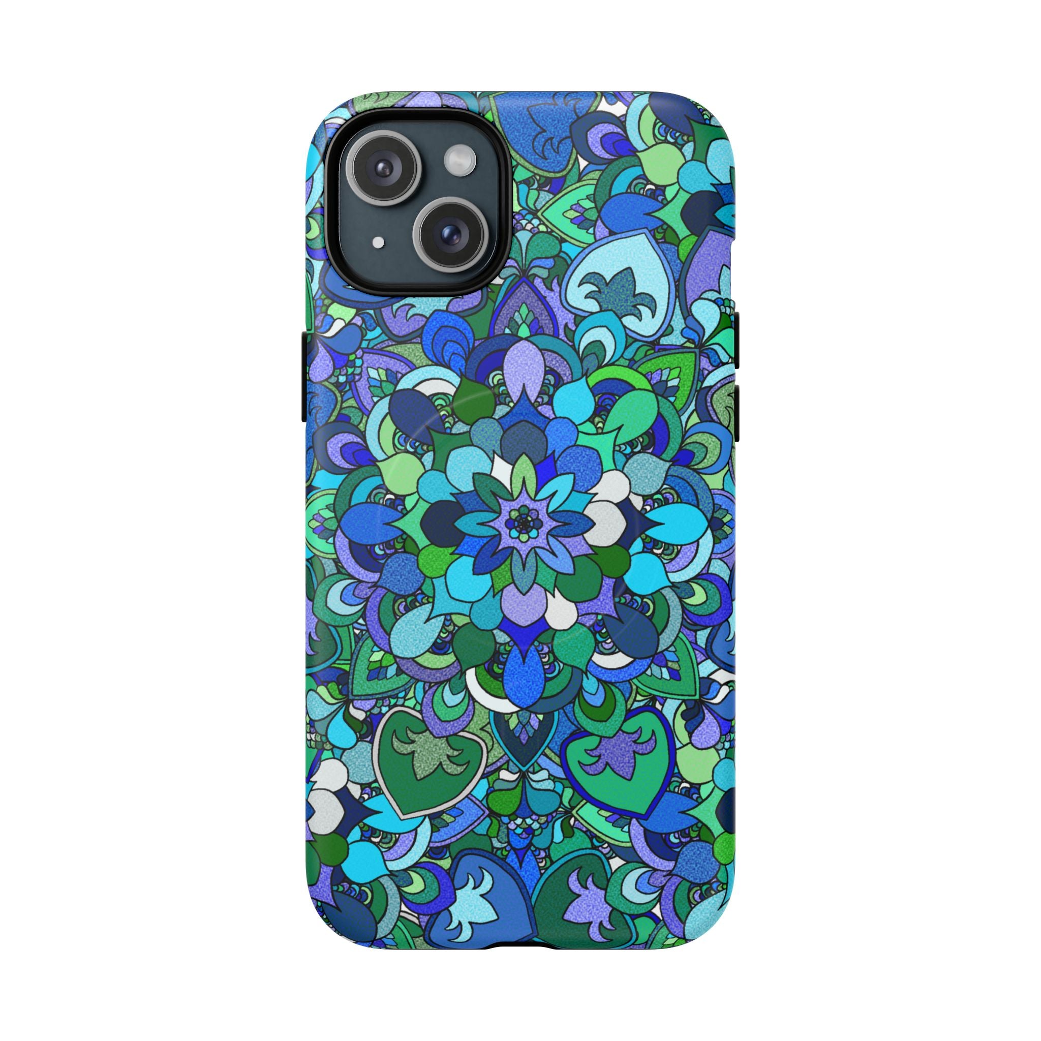 Floral Mandala Tough Magnetic Phone Case — Blue Green Pattern