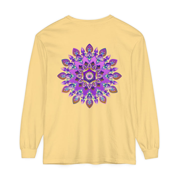 Beautiful purple and gold mandala design on long sleeve t-shirt