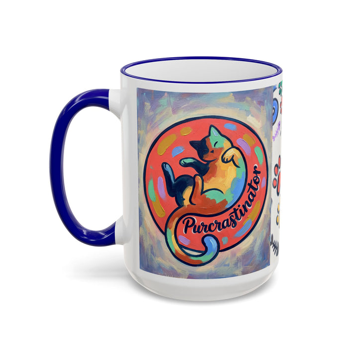 Colorful Paw Print Pet Lover Accent Rim Mug (11oz/15oz)