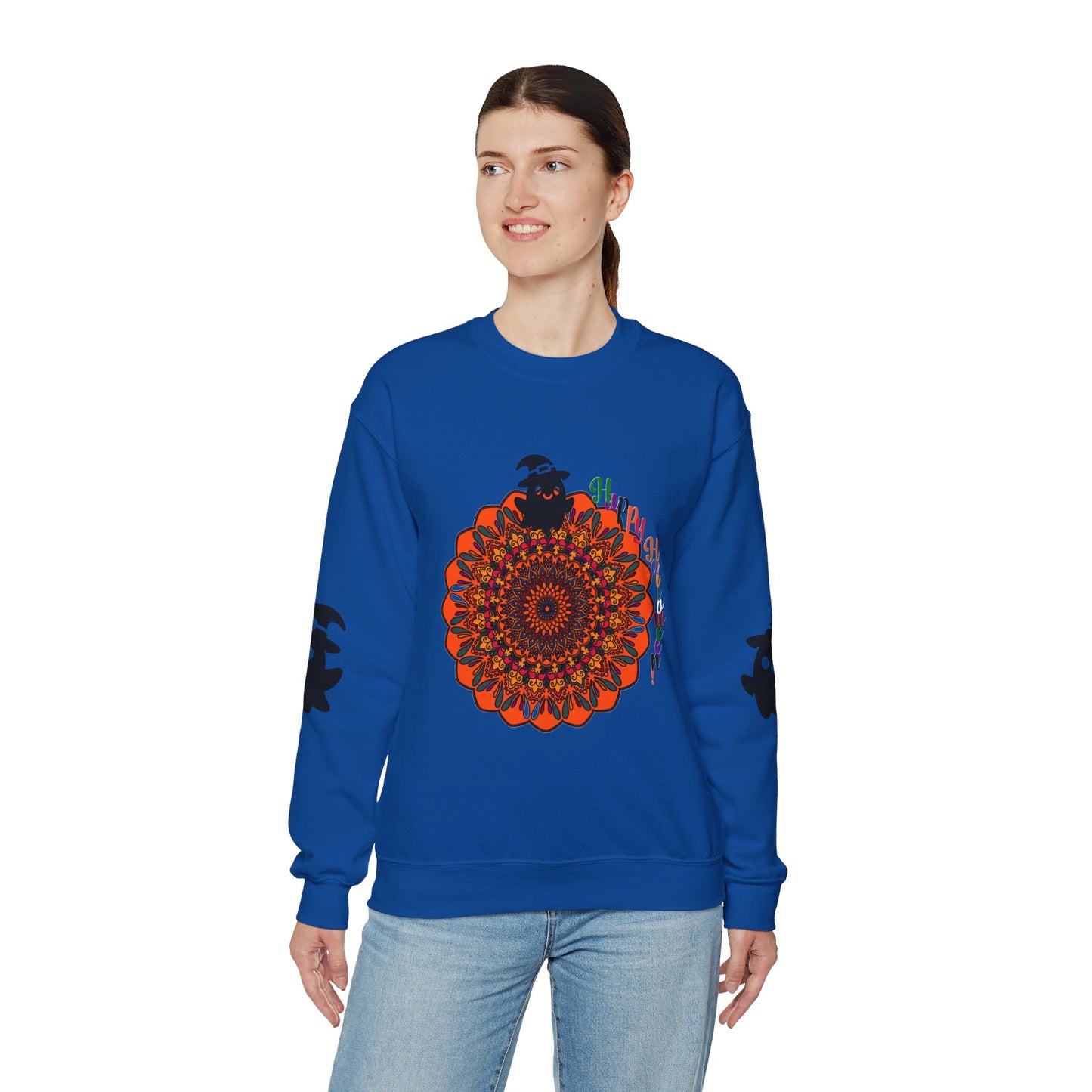 Unisex Heavy Blend™ Crewneck Sweatshirt featuring adorable Halloween-themed design with cute ghosts, perfect for spooky season festivities and cozy fall fashion