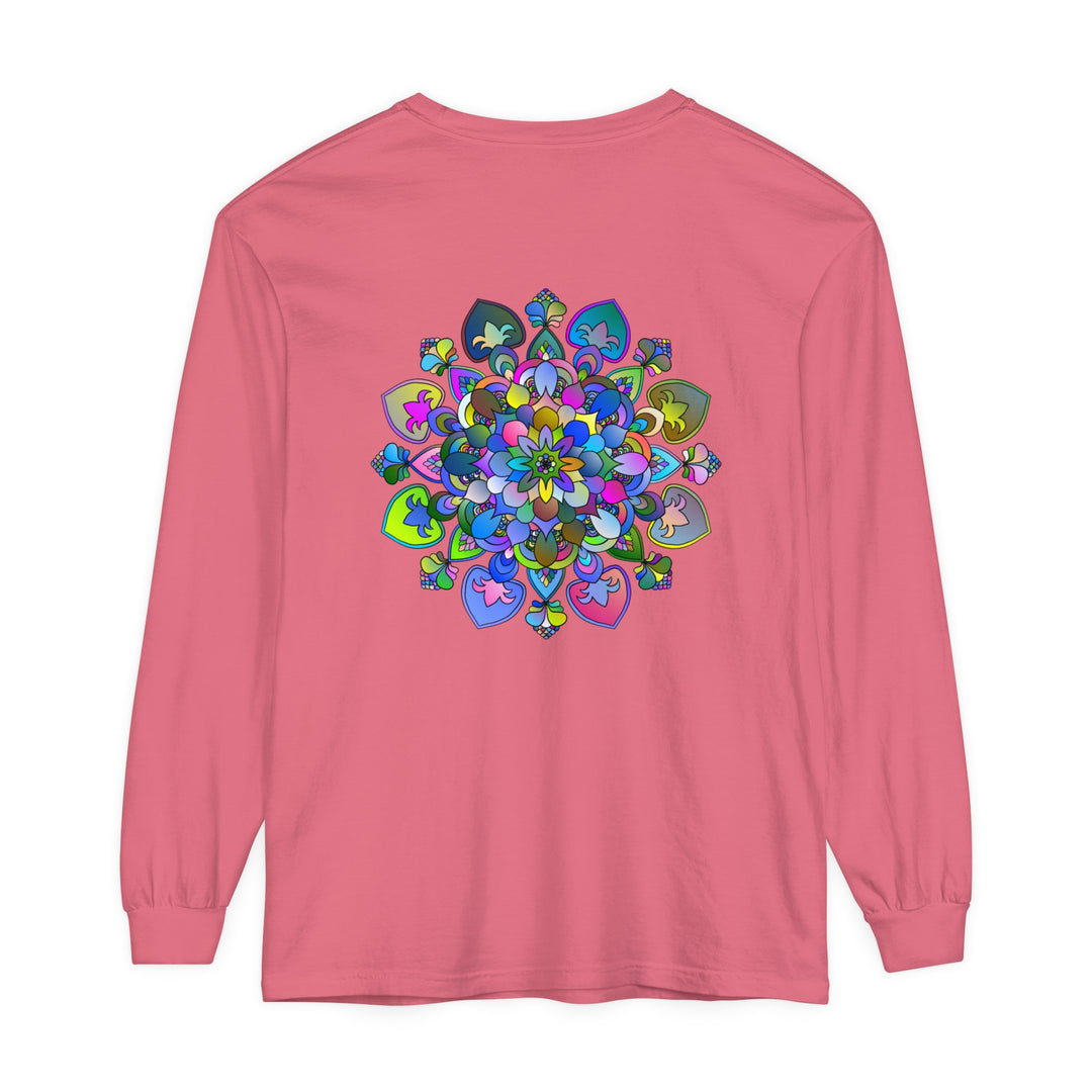 Vibrant Mandala Long Sleeve T-Shirt featuring intricate and colorful mandala design