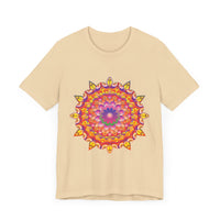 Colorful and intricate mandala design tee with vibrant psychedelic art