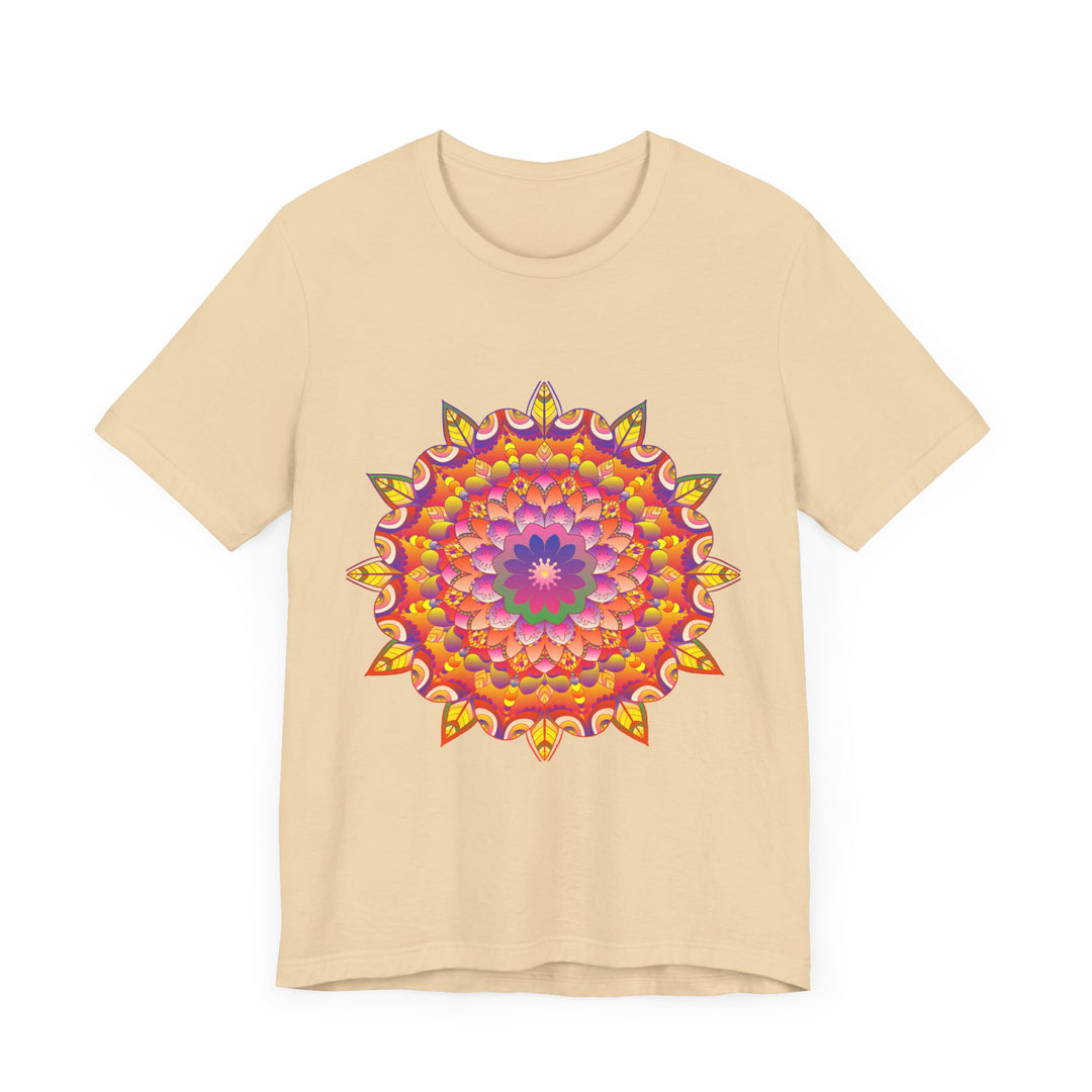 Colorful and intricate mandala design tee with vibrant psychedelic art