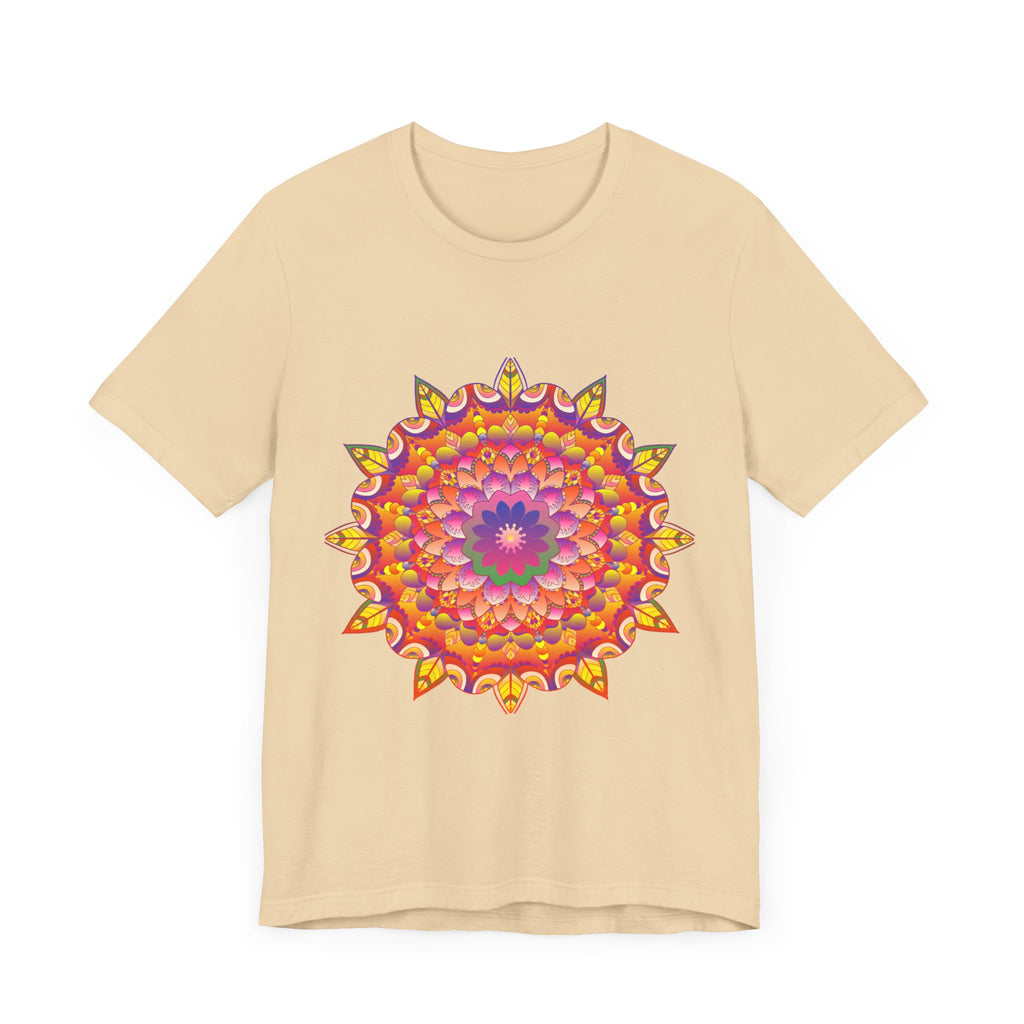 Colorful and intricate mandala design tee with vibrant psychedelic art