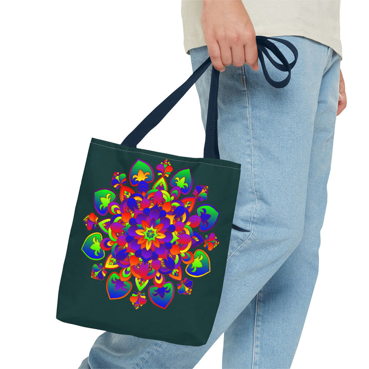 Beautiful Mandala Mystical Nature Tote Bag featuring vibrant colors and intricate design, perfect for carrying all your essentials in style