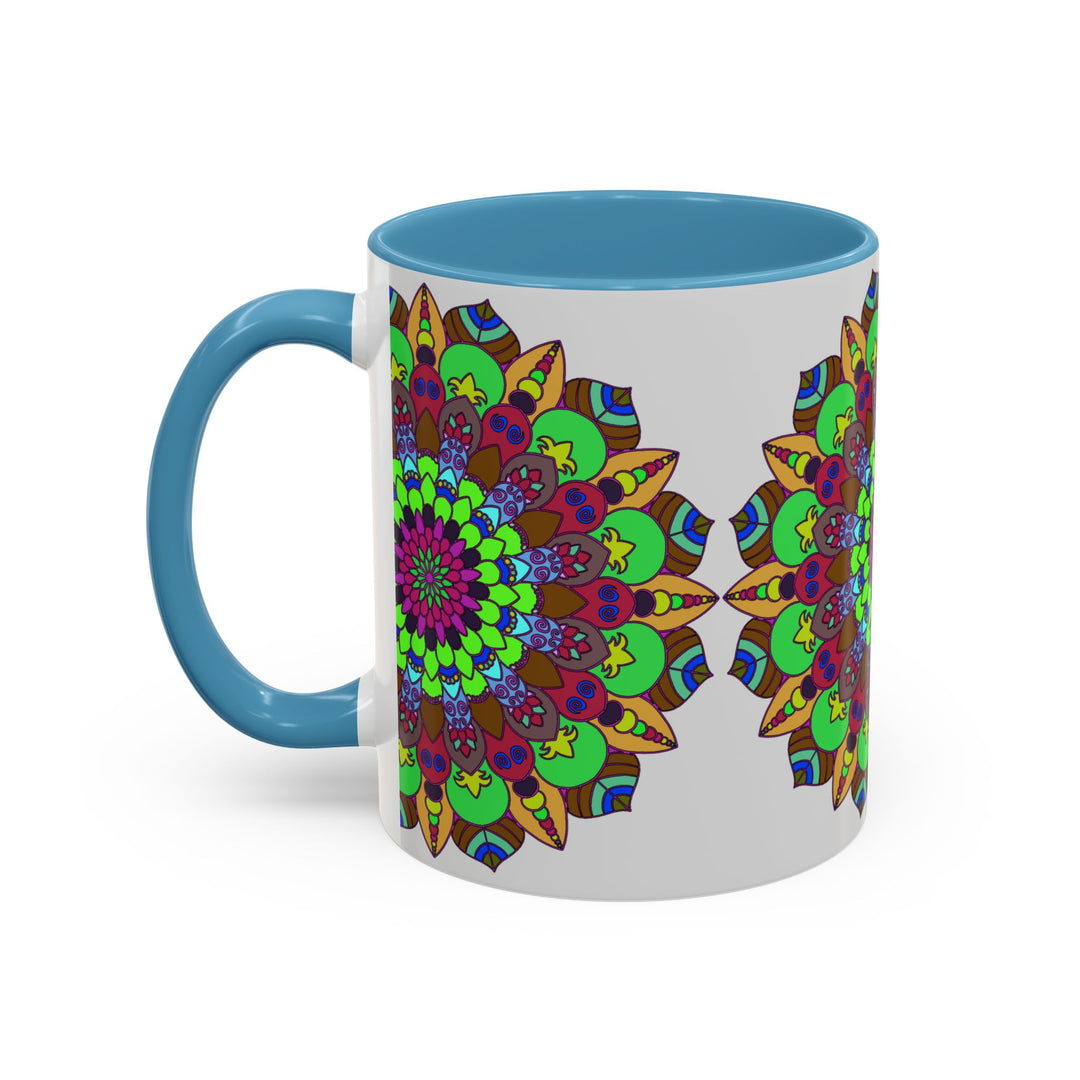 Charming mandala art mug with a vibrant and colorful floral design