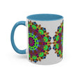 Charming mandala art mug with a vibrant and colorful floral design