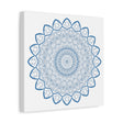 Beautiful Handmade Mandala Art in Steel Blue, Matte Canvas, Stretched, 125 - Perfect for Decorating Your Walls with Intricate Mandala Design