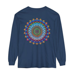 Unisex long sleeve t-shirt in striking and vibrant mandala print