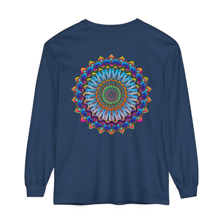 Unisex long sleeve t-shirt in striking and vibrant mandala print