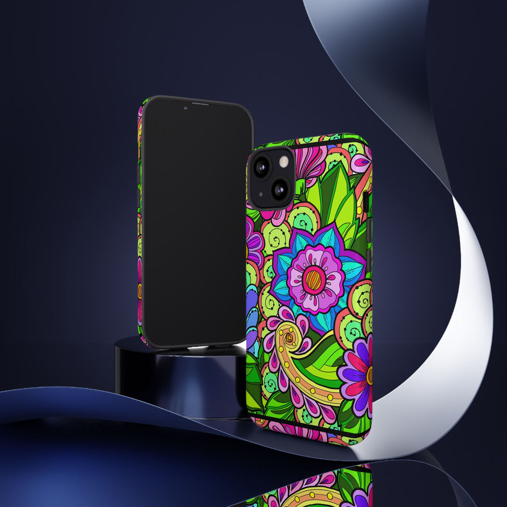 Floral Fantasy iPhone and Google Pixel Case in Bright Green Palette