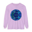 Dark blue and green mandala long sleeve t-shirt with intricate design