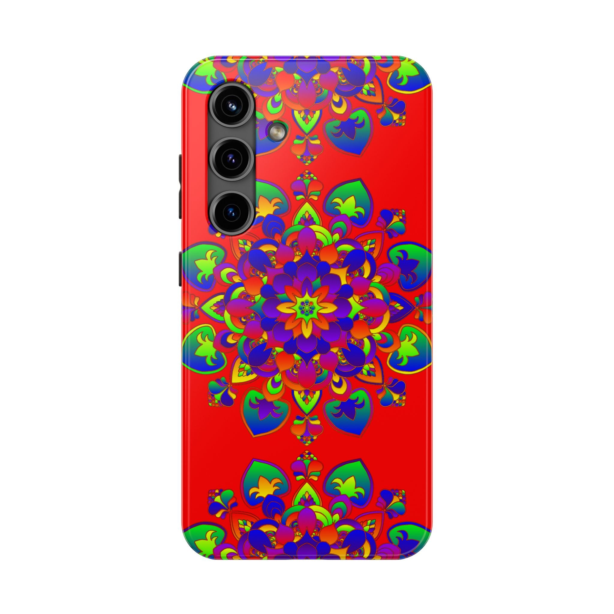 Beautiful hand drawn red mandala art phone case for stylish protection