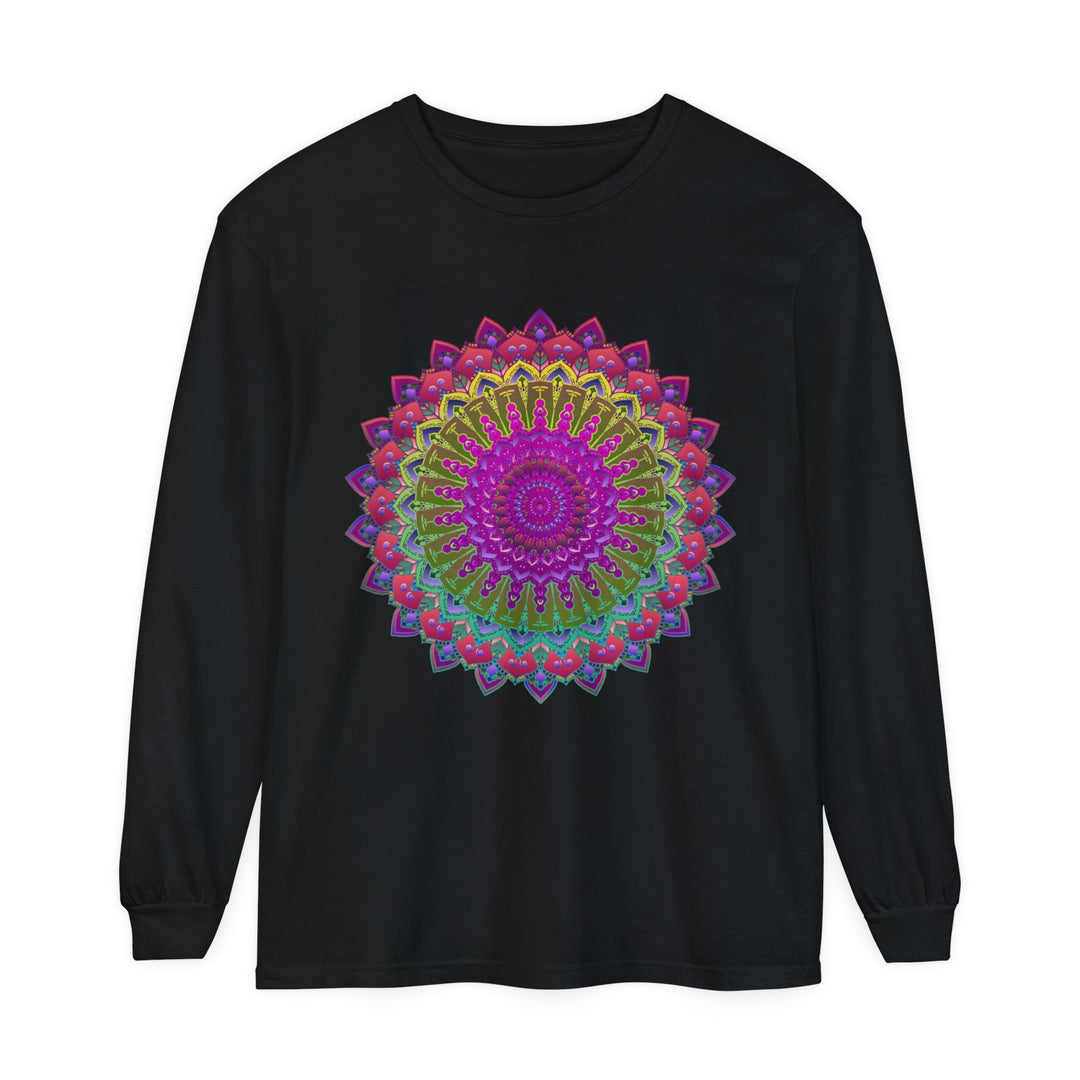 Vibrant Mandala Unisex Long Sleeve T-Shirt Available in Multiple Sizes and Colors