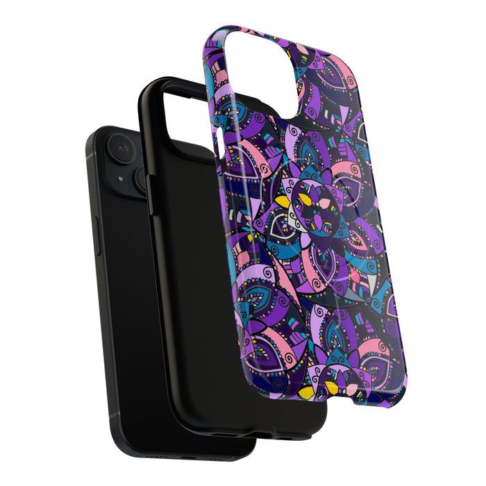 Magnetic Phone Case — Purple Mandala Floral Tough Case