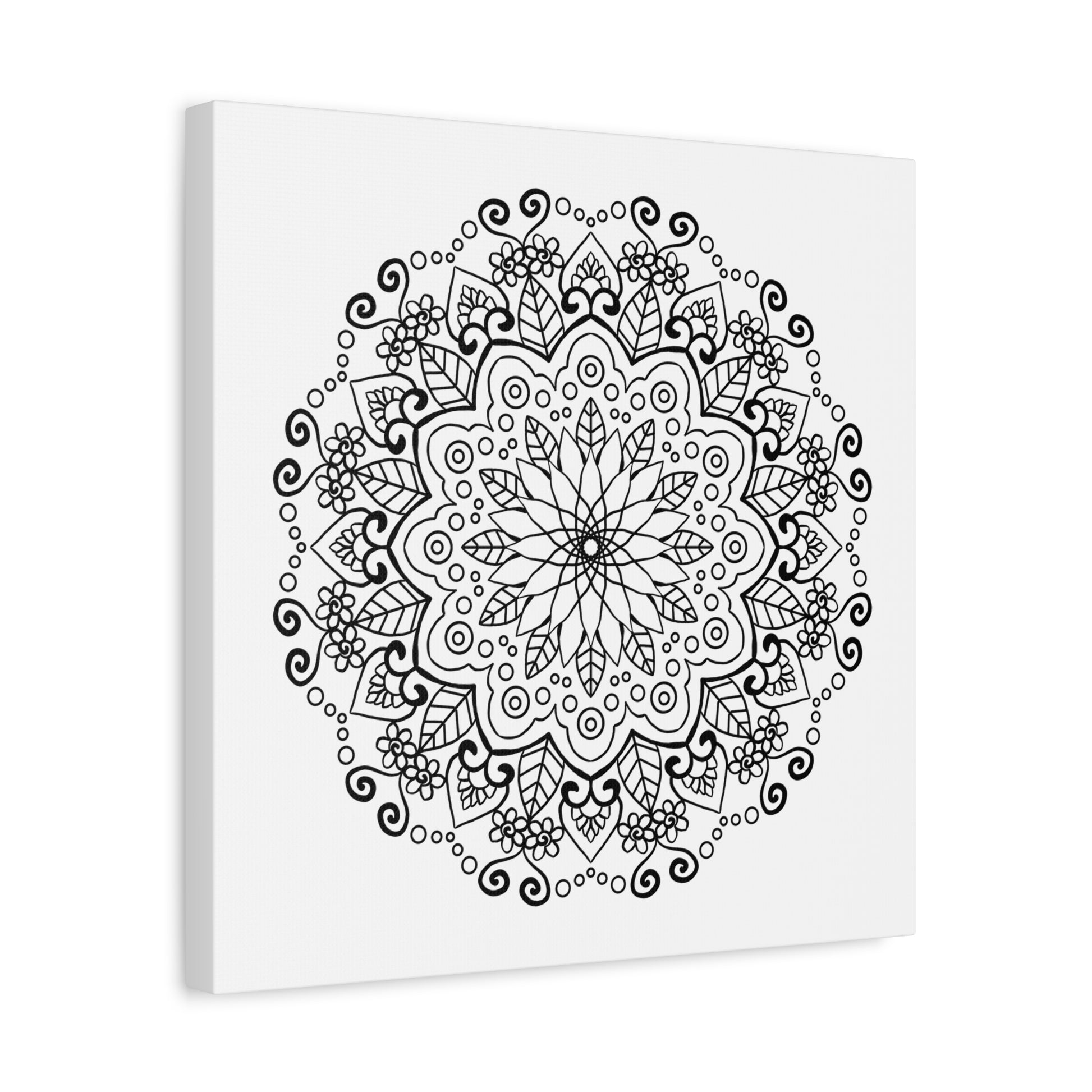 Handmade Mandala Art - Black & White Wall Art on Matte Canvas, Stretched, 125 thick, intricate design