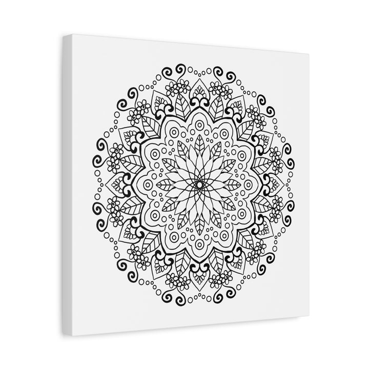 Handmade Mandala Art - Black & White Wall Art on Matte Canvas, Stretched, 125 thick, intricate design