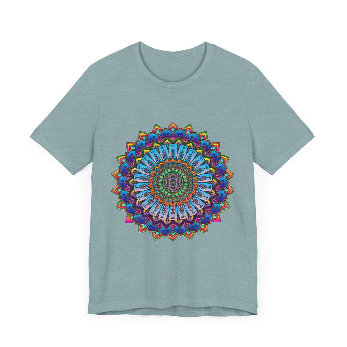 Vibrant Mandala Tee featuring a colorful and intricate design on a soft, comfortable fabric, perfect for adding a pop of color to your wardrobe