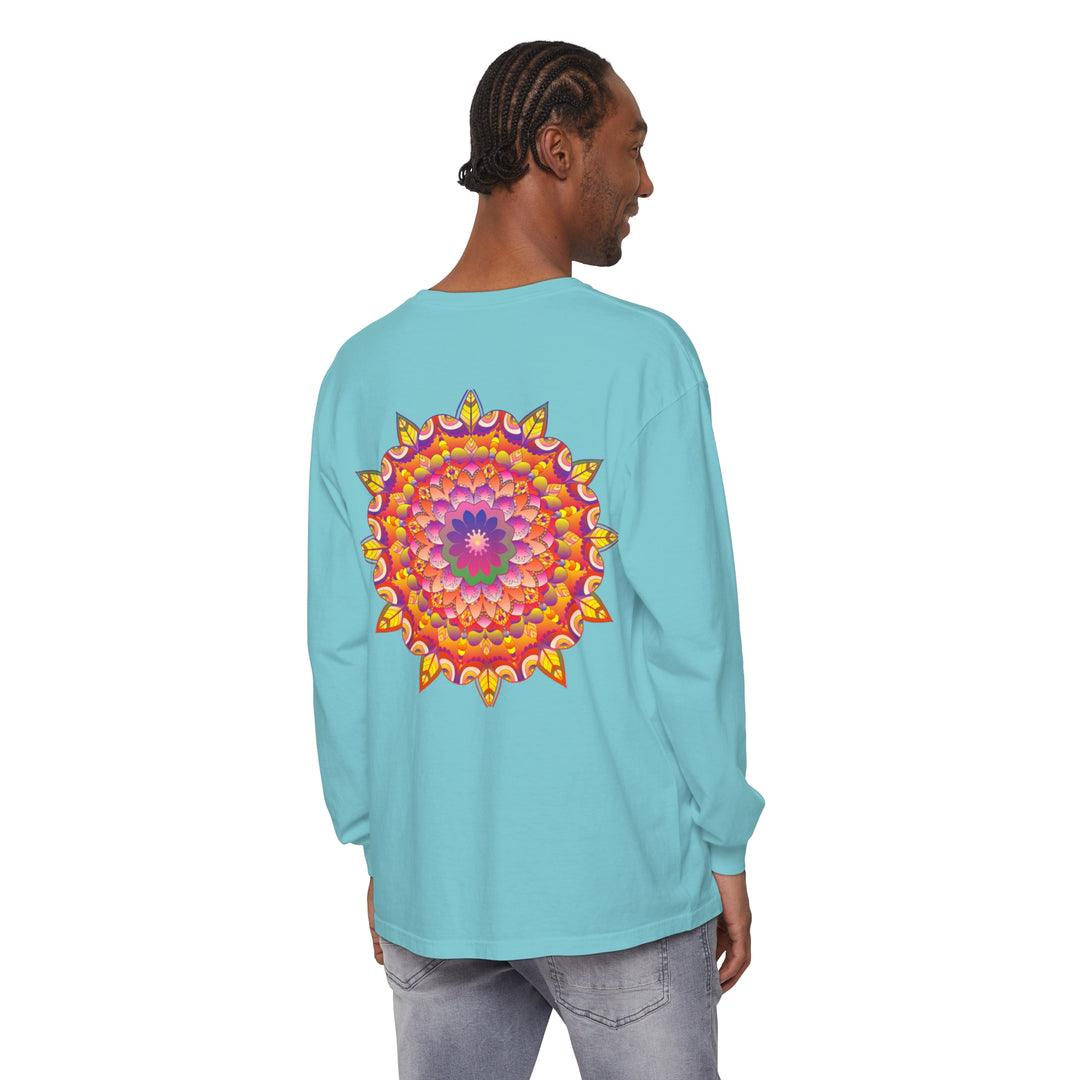 Colorful mandala design long sleeve t-shirt for men and women