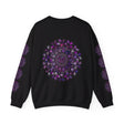 A comfortable unisex crewneck sweatshirt in purple with intricate mandala design