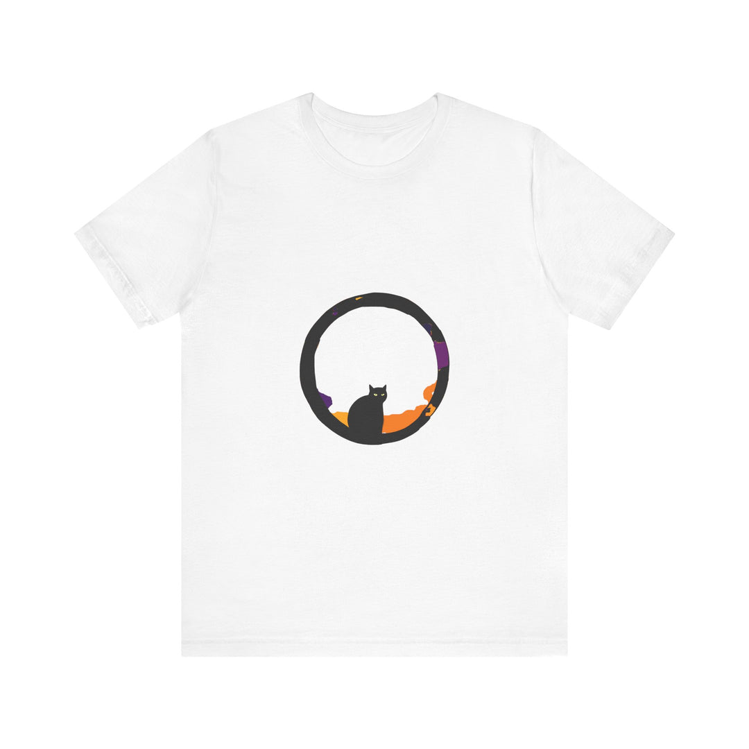 Black Cat Mystery Moon T-Shirt featuring a spooky and stylish design