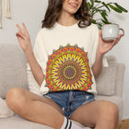 Sunburst Mandala T-Shirt — Vibrant Floral Boho Graphic Tee