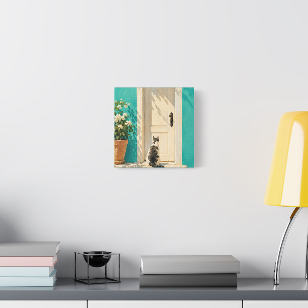 Sunlit Doorway Cat Canvas Wall Art