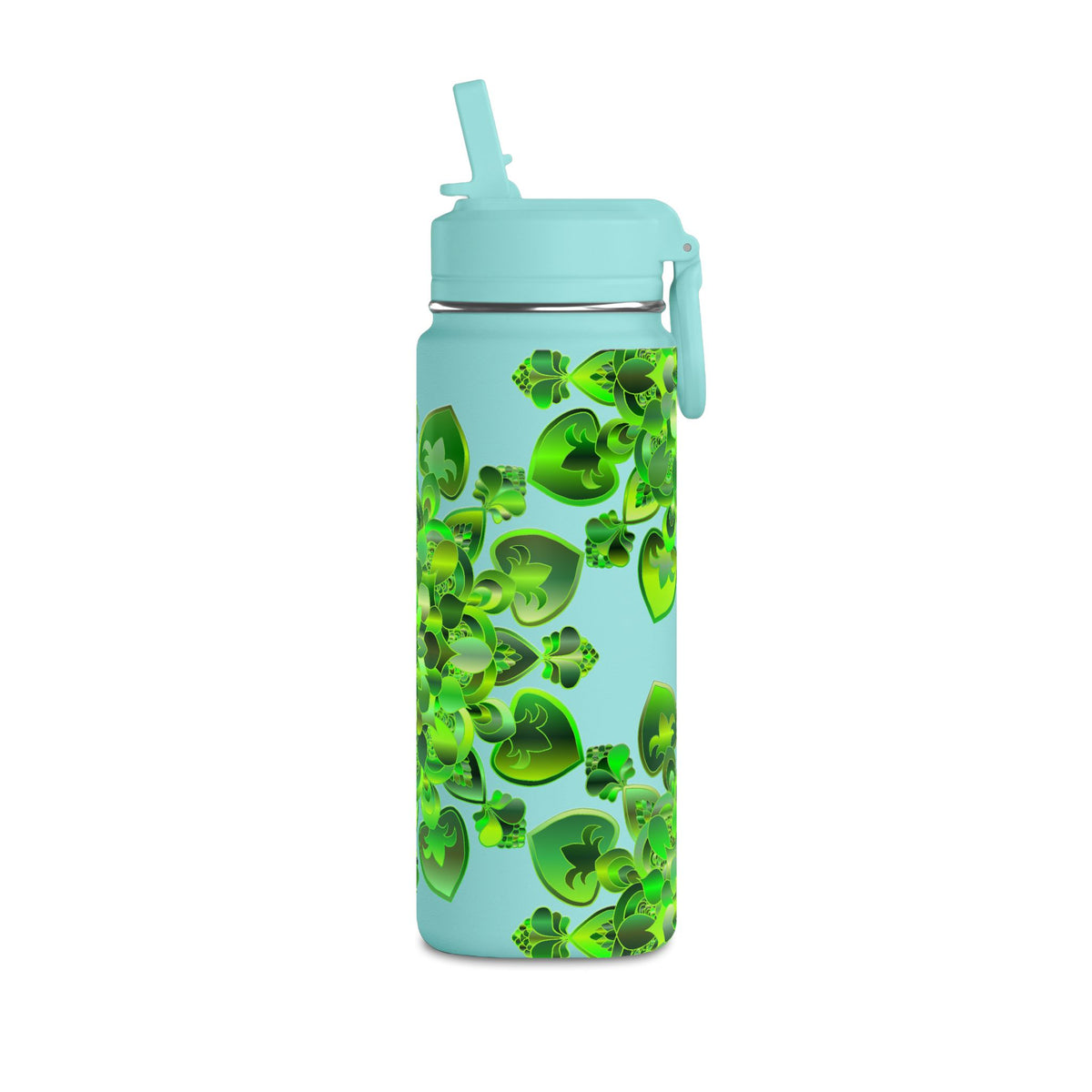 20oz Mini Water Bottle — Green Clover Kaleidoscope St. Patrick’s Day Bottle