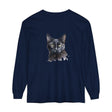 Black Cat Watercolor - Mystical Long Sleeve T-Shirt featuring a beautiful watercolor design of a black cat with a mysterious and enchanting vibe