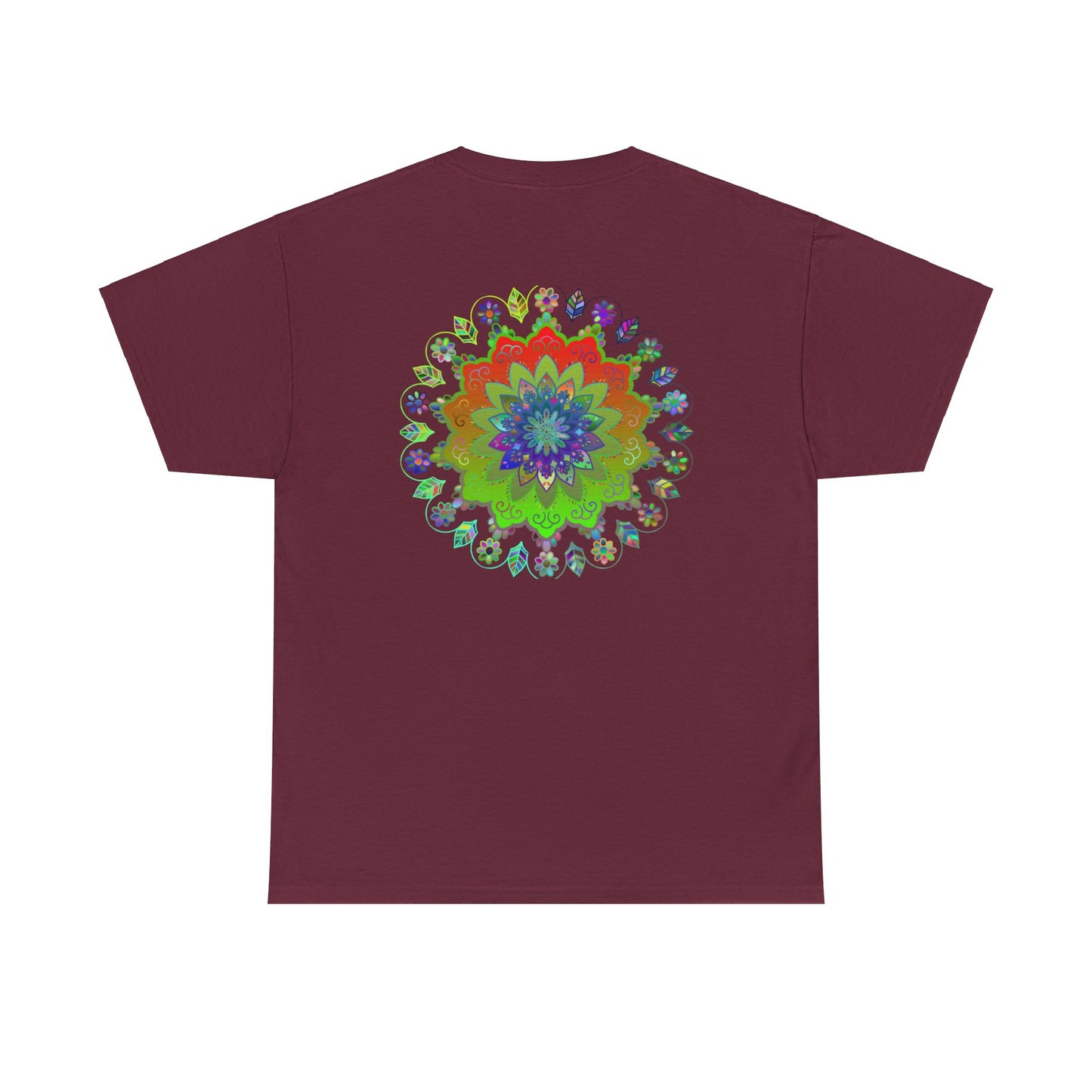 Colorful mandala art design on soft, comfortable unisex heavy cotton tee, perfect for yoga and mindfulness practice