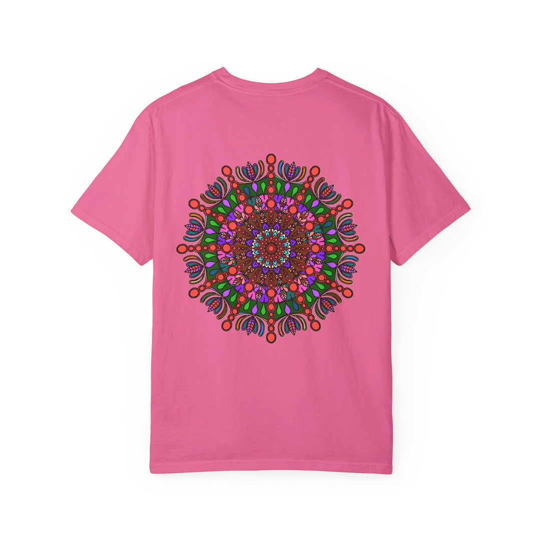 Unisex Mandala T-Shirt made from 100% Ring-Spun Cotton, Garment-Dyed for Extra Comfort, featuring Hand-Drawn Mandala Art