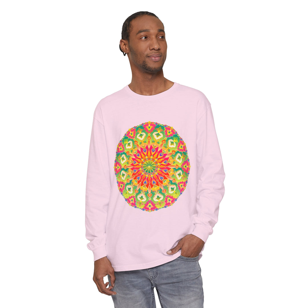 Intricate Mandala Long Sleeve T-Shirt featuring vibrant and detailed art design