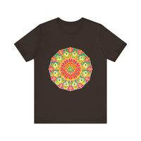 Vibrant Mandala Tee showcasing a colorful and intricate design with intricate patterns and bold, eye-catching colors