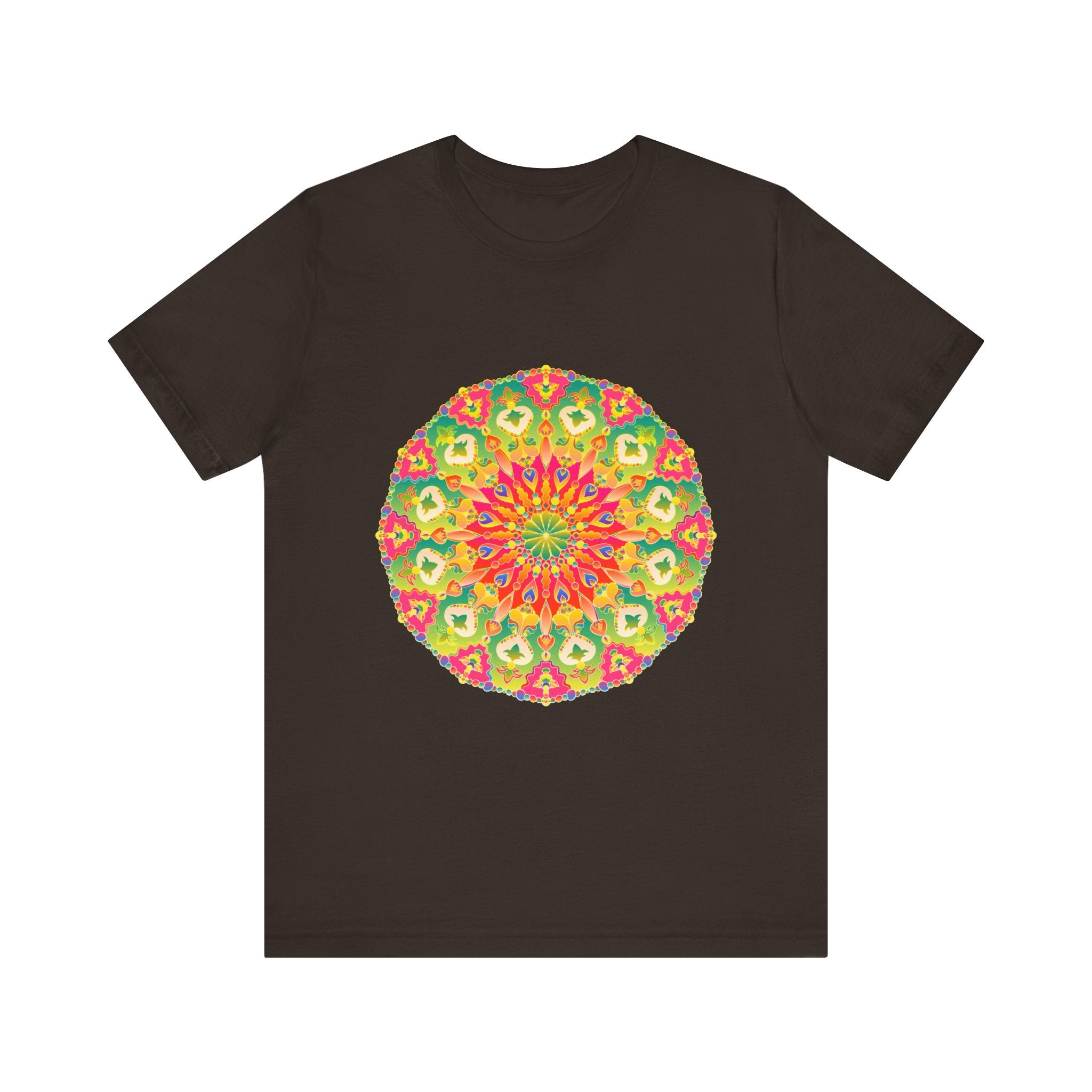 Vibrant Mandala Tee showcasing a colorful and intricate design with intricate patterns and bold, eye-catching colors