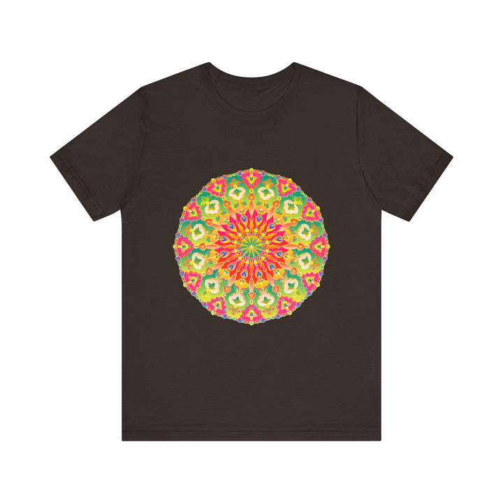 Vibrant Mandala Tee showcasing a colorful and intricate design with intricate patterns and bold, eye-catching colors