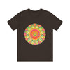 Vibrant Mandala Tee showcasing a colorful and intricate design with intricate patterns and bold, eye-catching colors