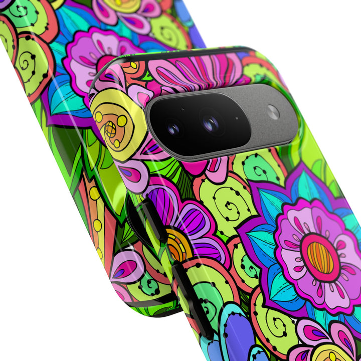 Floral Fantasy iPhone and Google Pixel Case in Bright Green Palette