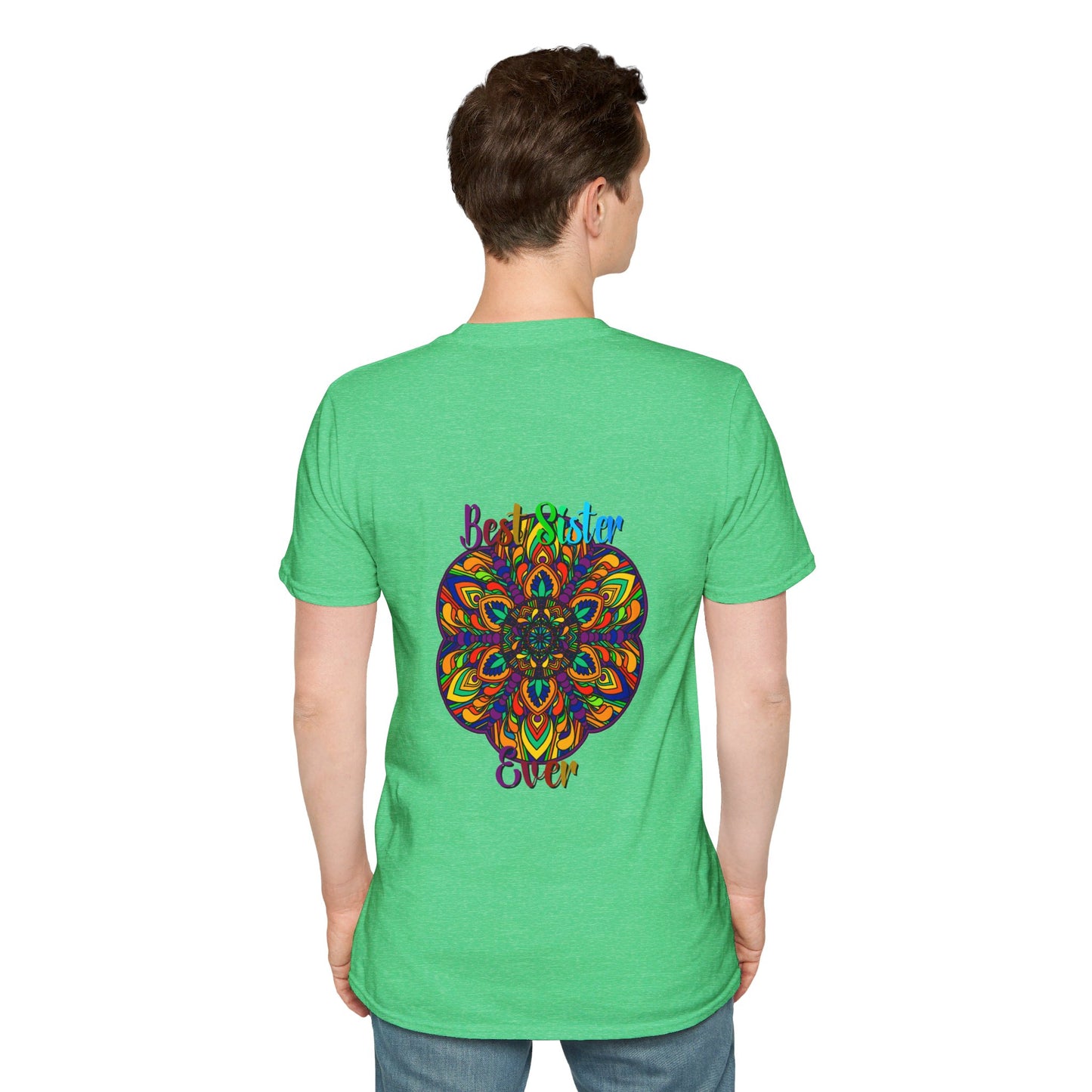 Beautifully hand-drawn mandala art gift for sister unisex softstyle t-shirt