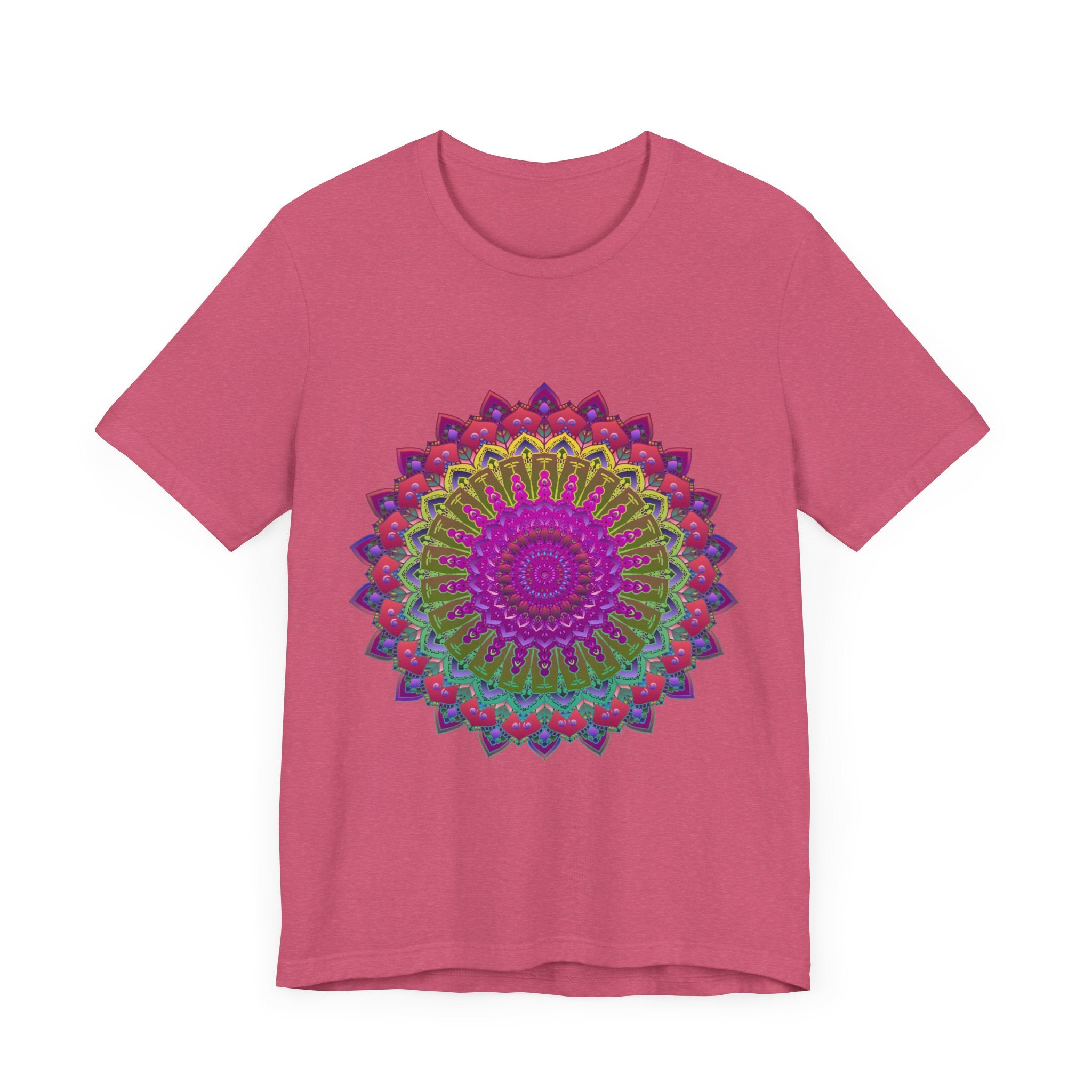 Vibrant Mandala Tee - Colorful Spiritual Art: A beautiful, colorful mandala design adorns this comfortable and stylish t-shirt, perfect for those seeking a spiritual and artistic look