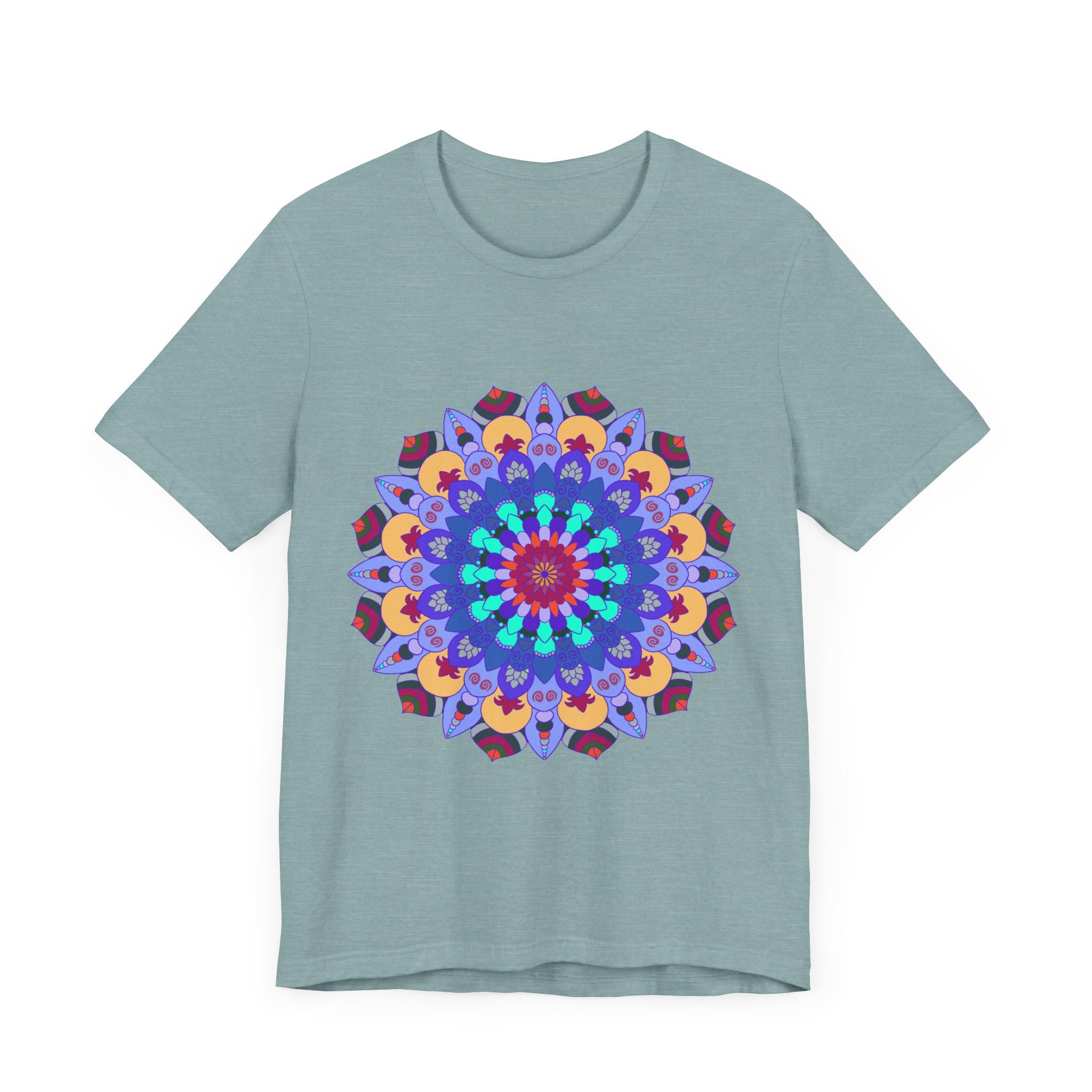 Vibrant Mandala Tee featuring colorful spiritual art in various hues and intricate designs, perfect for those seeking a stylish and meaningful wardrobe addition