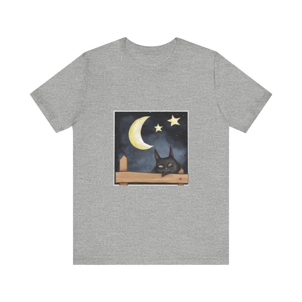 A comfortable and stylish Sleepy Cat Moonlit Night T-Shirt for all