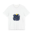 Black Cat Mystery T-Shirt - Whimsical Flowers: A stylish, comfortable t-shirt featuring a mysterious black cat surrounded by beautiful, whimsical flowers