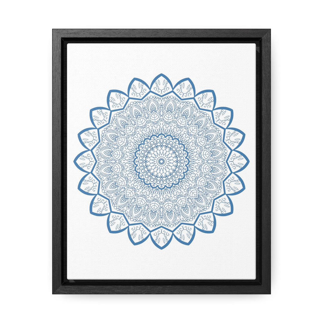 Beautiful steel blue mandala design wall art on gallery canvas wraps