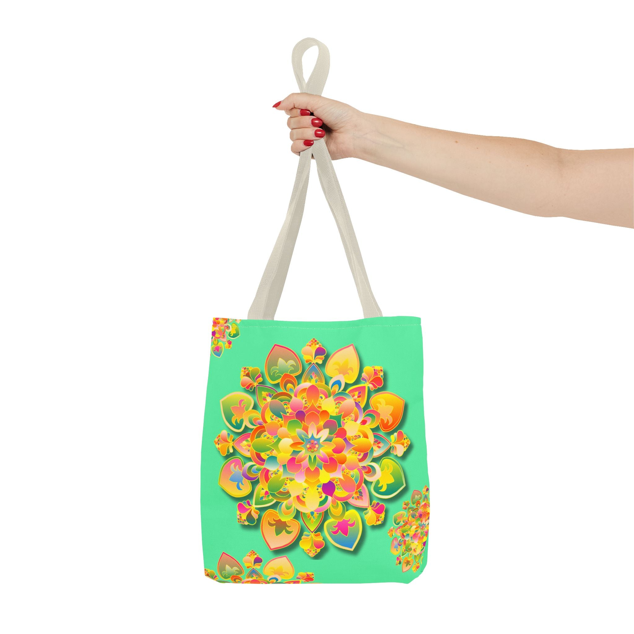 Floral Mandala Tote Bag — Bright Tropical Green All-Over Print