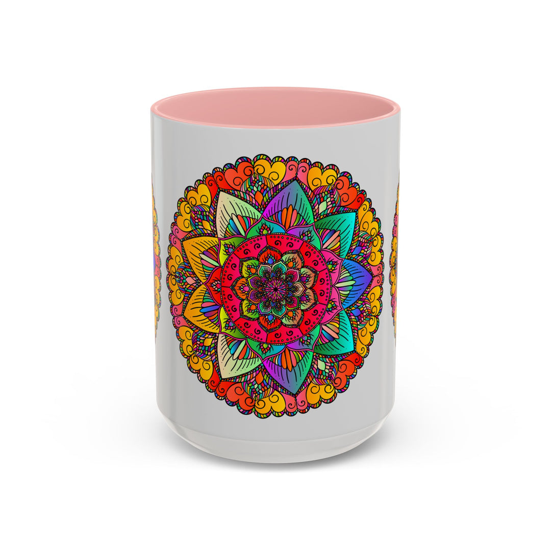 Intricately designed mandala art mug in vibrant and bold colors