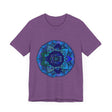 Dark Blue and Green Mandala T-Shirt featuring intricate spiritual art design