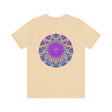 Beautiful purple mandala tee featuring intricate design for spiritual peace and harmony, perfect for meditation and yoga practice