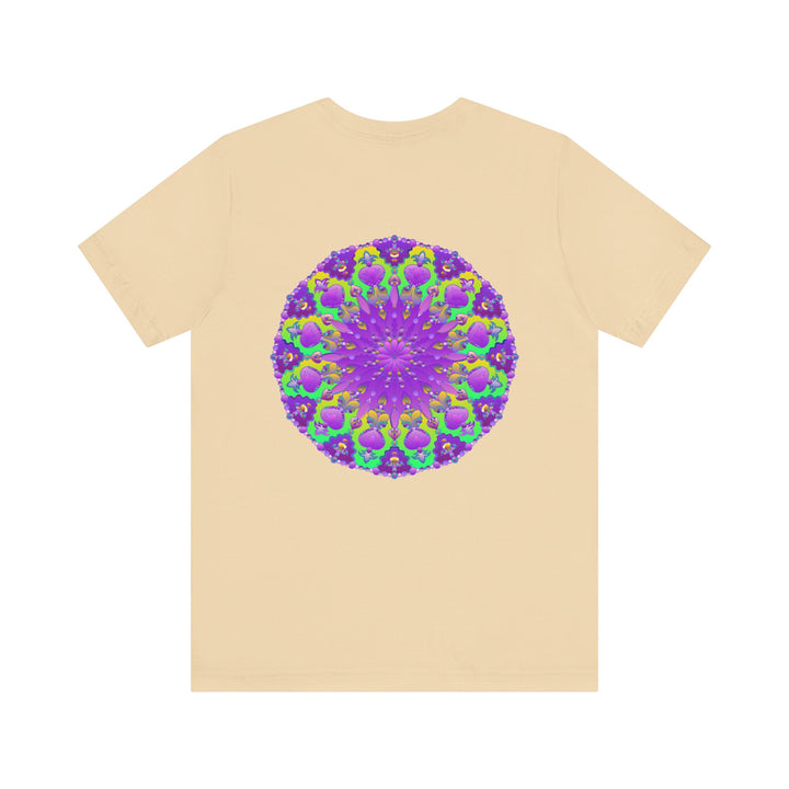 Beautiful purple mandala tee featuring intricate design for spiritual peace and harmony, perfect for meditation and yoga practice