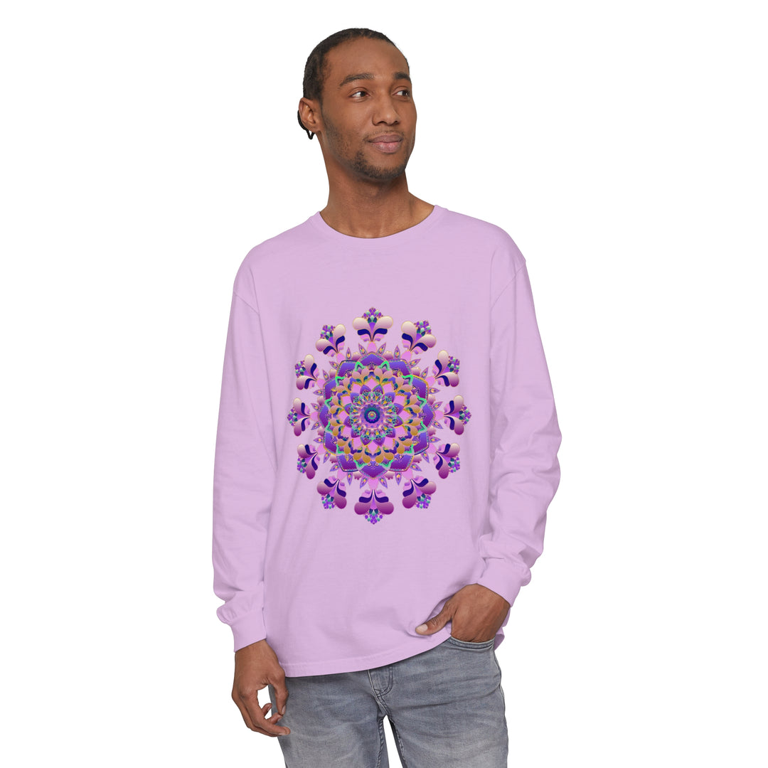 Intricate Mandala Long Sleeve T-Shirt - Unisex in black, featuring detailed mandala design